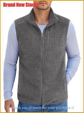 Men's Lightweight Fleece Vest Sleeveless Zip Up Jacket With Pockets